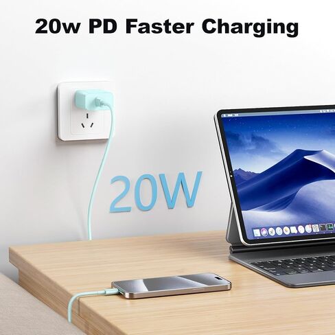 متوافق مع شحن iPhone16/15 Charger Charging ، 3 حزمة 20W USB C كتلة شاحن ملونة مع 10 أقدام من USB-C إلى C كبل لل phone6 ​​15 Pro/Pros/Pro Max ، Pad Pro 12.9/11 بوصة ، Pad Air 5th-Pink/Green/Black in Kuwait