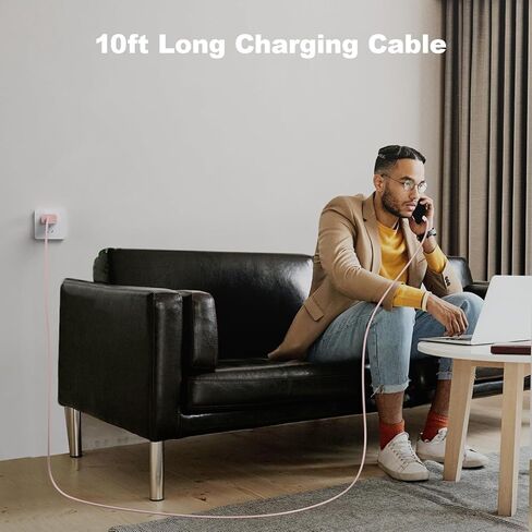 متوافق مع شحن iPhone16/15 Charger Charging ، 3 حزمة 20W USB C كتلة شاحن ملونة مع 10 أقدام من USB-C إلى C كبل لل phone6 ​​15 Pro/Pros/Pro Max ، Pad Pro 12.9/11 بوصة ، Pad Air 5th-Pink/Green/Black in Kuwait