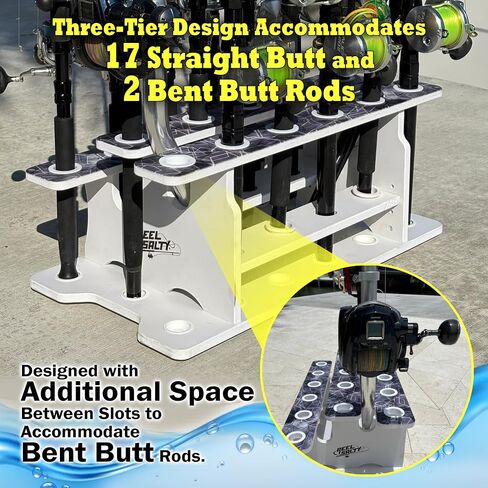 Rush Creek Creations Reel Salty Premium Marine Grade Grade Roding Rod Organizer ، 11fishing Rod Rack ، Design Bi-Level ، Proensistan in Kuwait