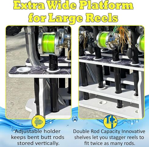 Rush Creek Creations Reel Salty Premium Marine Grade Grade Roding Rod Organizer ، 11fishing Rod Rack ، Design Bi-Level ، Proensistan in Kuwait