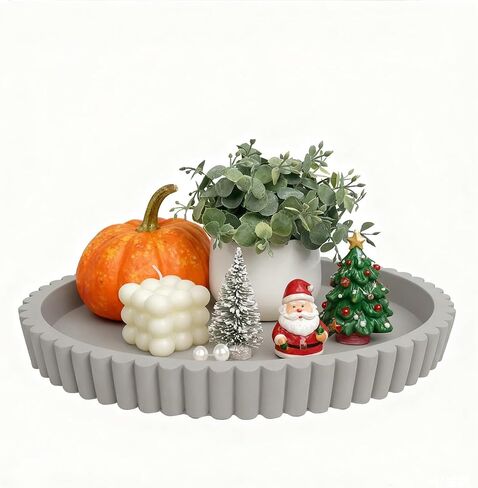 Oval Decorative Tray for Coffee Table Tray Décor 13" Concrete Oval Tray Home Décor -Circle Coffee Table Centerpieces Decorative Trays- Bandejas Decorativas in Saudi Arabia