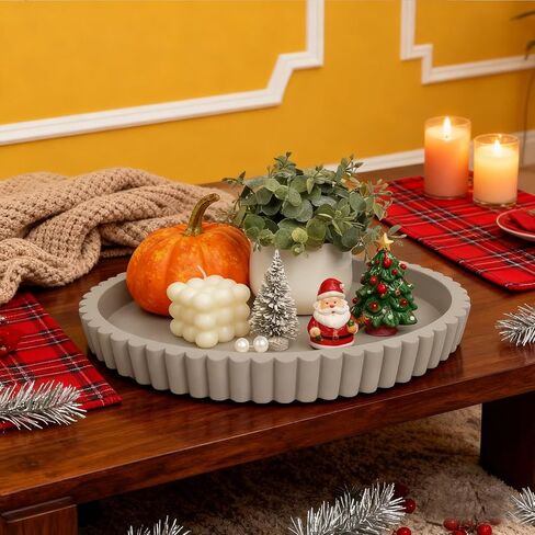 Oval Decorative Tray for Coffee Table Tray Décor 13" Concrete Oval Tray Home Décor -Circle Coffee Table Centerpieces Decorative Trays- Bandejas Decorativas in Saudi Arabia