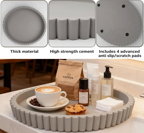 Oval Decorative Tray for Coffee Table Tray Décor 13" Concrete Oval Tray Home Décor -Circle Coffee Table Centerpieces Decorative Trays- Bandejas Decorativas in Saudi Arabia