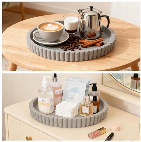 Oval Decorative Tray for Coffee Table Tray Décor 13" Concrete Oval Tray Home Décor -Circle Coffee Table Centerpieces Decorative Trays- Bandejas Decorativas in Saudi Arabia