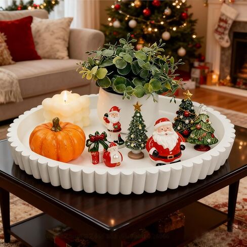 Oval Decorative Tray for Coffee Table Tray Décor 13" Concrete Oval Tray Home Décor -Circle Coffee Table Centerpieces Decorative Trays- Bandejas Decorativas in Saudi Arabia