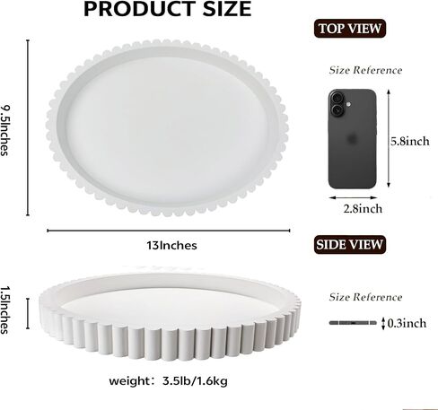 Oval Decorative Tray for Coffee Table Tray Décor 13" Concrete Oval Tray Home Décor -Circle Coffee Table Centerpieces Decorative Trays- Bandejas Decorativas in Saudi Arabia
