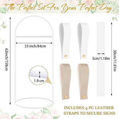Shimeyao Wedding Sign Holder Stand 62 x 33 Inch Welcome to Our Wedding Sign Holder with 4 Leather Hanging Straps Black Heavy Duty Easel Stand Metal Floor Standing Easel for Poster Display Decoration in Saudi Arabia