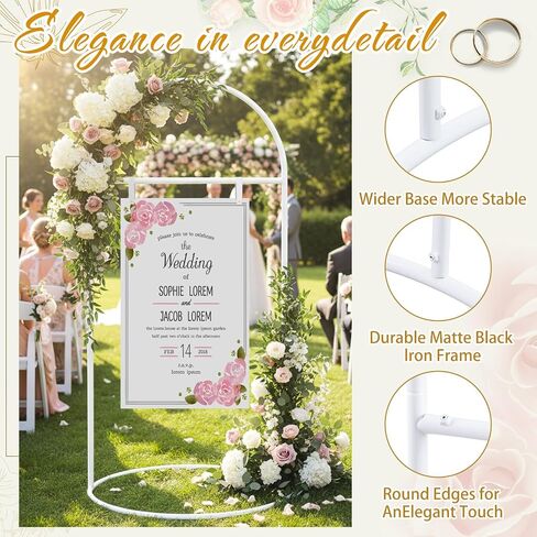Shimeyao Wedding Sign Holder Stand 62 x 33 Inch Welcome to Our Wedding Sign Holder with 4 Leather Hanging Straps Black Heavy Duty Easel Stand Metal Floor Standing Easel for Poster Display Decoration in Saudi Arabia