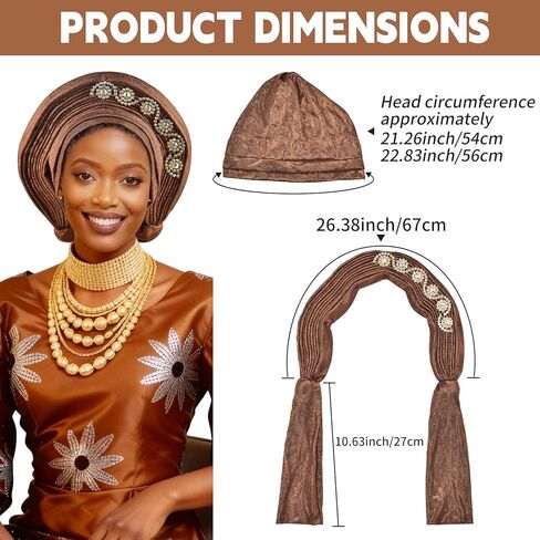 العمائم الإفريقية الرائعة ، والقبعات ، ورؤوس الجيل النيجيري الأنيق لفائف الرأس الأفريقية وروابط رأس الجيل التلقائي in Kuwait