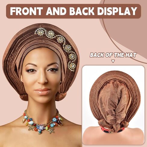 العمائم الإفريقية الرائعة ، والقبعات ، ورؤوس الجيل النيجيري الأنيق لفائف الرأس الأفريقية وروابط رأس الجيل التلقائي in Kuwait