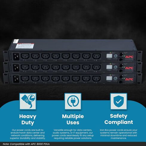 Ironbox Electric V -Lock Locking C14 to C13 توافق الأسلاك المتوفرة مع APC 8000 Strip - 10A ، 250V ، 18/3 SVT - UL تمديد كابل الطاقة المدرج لـ PDU ، الكمبيوتر ، الشاشة والمزيد (2 قدم ، 6 حزمة) in Kuwait