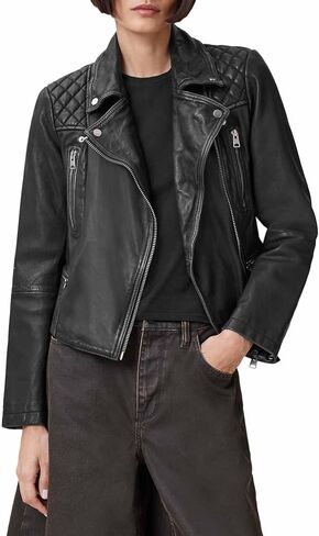 Women's Cargo Leather Biker Jacket in Saudi Arabia