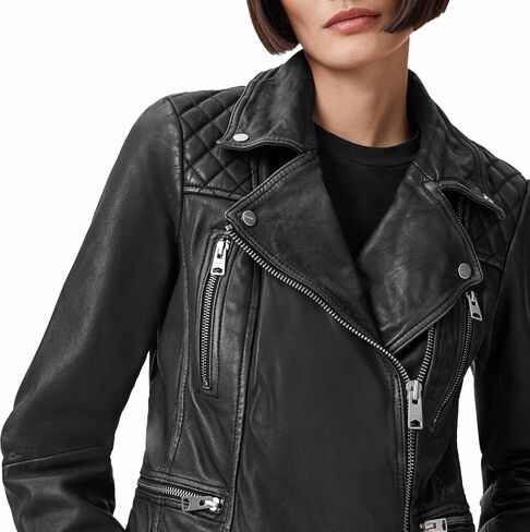 Women's Cargo Leather Biker Jacket in Saudi Arabia