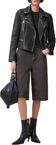 Women's Cargo Leather Biker Jacket in Saudi Arabia