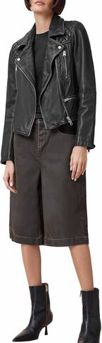 Women's Cargo Leather Biker Jacket in Saudi Arabia