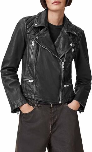Women's Cargo Leather Biker Jacket in Saudi Arabia