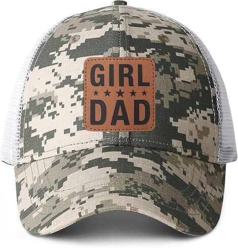 Girl Father Daddy Dad hat Gifts Fathers Day Birthday for Dad Papa from Daughter Son Black Trucker Leather Patch Hat in Kuwait