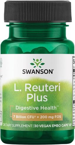 Swanson L. Reuteri Probiotic Plus w/L. Rhamnosus L. Acidophilus & FOS Prebiotic Digestive Support - Promotes Gut Health w/ 7 Billion CFU per Capsule - (30 Veggie Capsules) (3 Pack) in Saudi Arabia