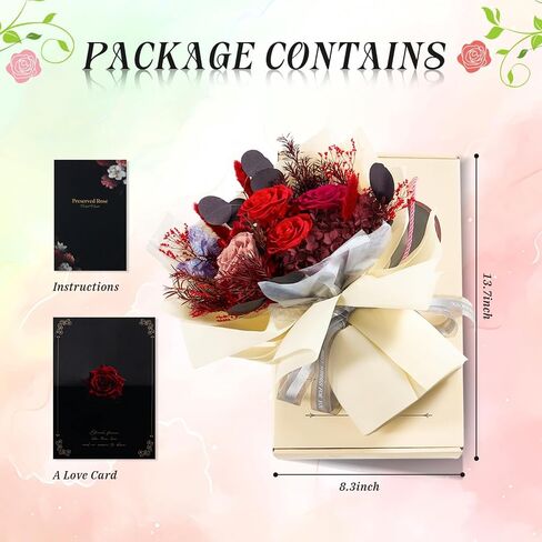 Preserved Flowers Roses Bouquet with Vases Real Pink Flowers for Delivery Prime, Forever Glitter Rose Bouquets Kit,Handmade Flowers Eternal Rosas,Gifts for Graduation Mom Women Birthday in Saudi Arabia