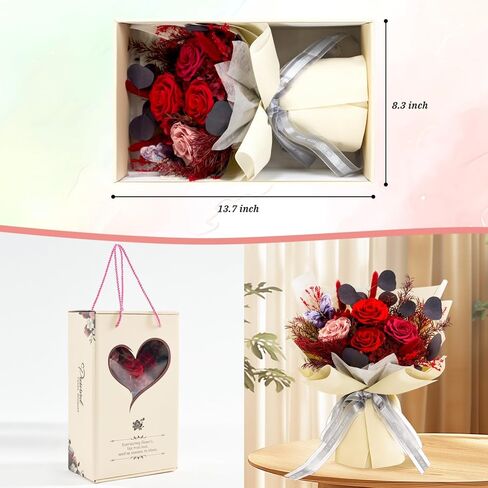 Preserved Flowers Roses Bouquet with Vases Real Pink Flowers for Delivery Prime, Forever Glitter Rose Bouquets Kit,Handmade Flowers Eternal Rosas,Gifts for Graduation Mom Women Birthday in Saudi Arabia