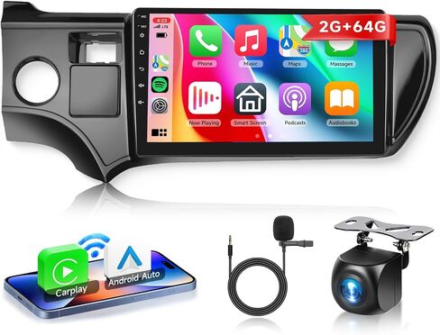 2G+64G لـ Toyota Prius C 2012-2014 (LHD) راديو سيارة مع Carplay Android Auto - 9 بوصة شاشة تعمل بالركض Android 13 Car - GPS/WiFi/Bluetooth/FM/SWC/HD كاميرا احتياطية in Kuwait