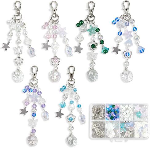 Sunnyclue 1 Box 250pcs DIY 5 مجموعات سحر الهاتف مجموعة سحر الهاتف مجموعة Moon Star Star Tarms Colorful Spacer Beads Charm Chain Charm for Women adval keychains mobblie case case camera camera care in Saudi Arabia