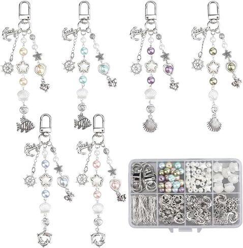 SUNNYCLUE 1 Box 250Pcs DIY 5 Sets Phone Charms Kit Phone Charm Strap Kit Moon Star Phone Charms Colorful Spacer Beads Phone Keychain Charm for Women Adult Keychains Moblie Phone Case Bag Camera Decor in Kuwait