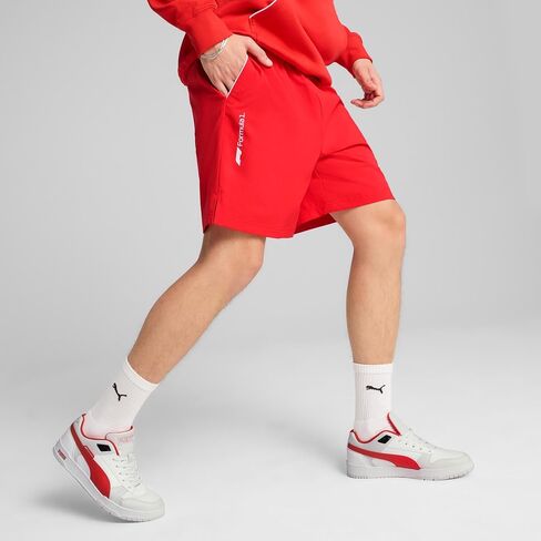 Puma F1 ESS+ Woven Shorts 7" - Men's (White/Red) in Saudi Arabia