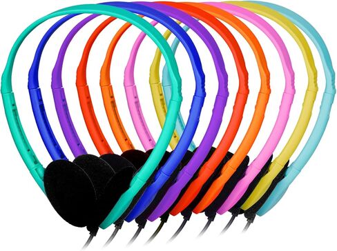 Classroom Headphones Bulk 16 Pack for Kids School,Wholesale Class Set Headphones for Students Children Toddler Teens Boys Girls and Adult Multi Color 3.5mm Jack in Kuwait