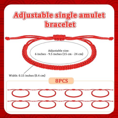 Red String Bracelet, 4Pcs Kabbalah Red Bracelets for Women Men, Waterproof Nylon Adjustable Protection Bracelet for Gifts Good Luck Charm Energy in Kuwait