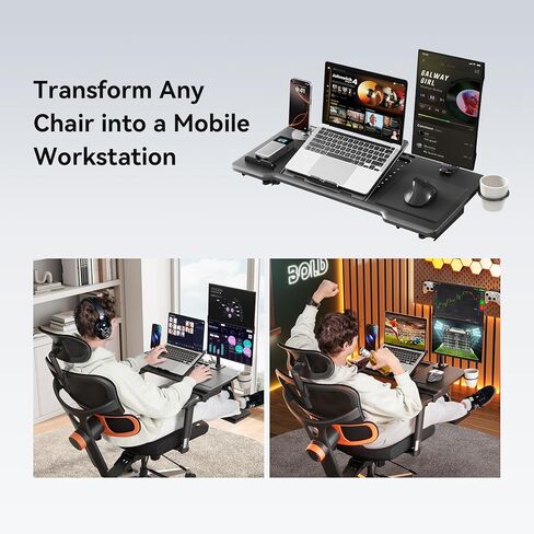 Newtral All-in-One Laptop Tray for Office Chairs, Adjustable Portable Laptop Desk with Wrist Rest, Mouse Pad and Cup Holder, Laptop Stand for Working, Writing and Gaming, Home Office Essentials in Kuwait