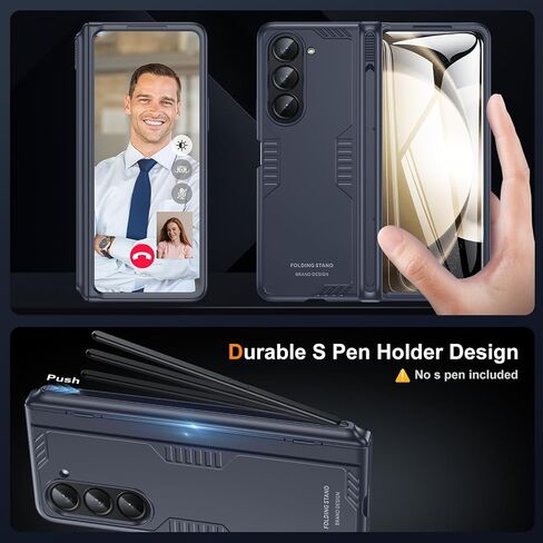 لحالة Samsung Z-Fold-5: [Hidden Kickstand] [الشحن اللاسلكي] حماية ضئيلة حماية خفيفة الوزن مع غطاء الهاتف الحماسي الشاشة لـ Samsung Galaxy Z Fold 5g 2023 in Kuwait