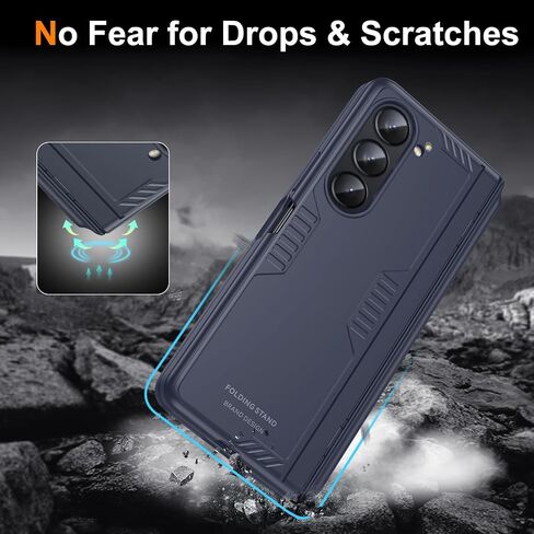 لحالة Samsung Z-Fold-5: [Hidden Kickstand] [الشحن اللاسلكي] حماية ضئيلة حماية خفيفة الوزن مع غطاء الهاتف الحماسي الشاشة لـ Samsung Galaxy Z Fold 5g 2023 in Kuwait