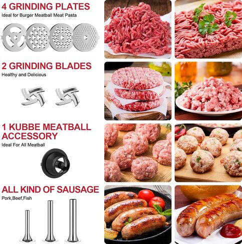 Stainless Steel Meat Grinder for KitchenAid Mixer, Meat Grinders, Sausage Stuffer, Burger Press, For Kitchen Aid Meat Grinder Attachment for Kitchenaid Stand Mixer, Dishwasher Safe in Kuwait