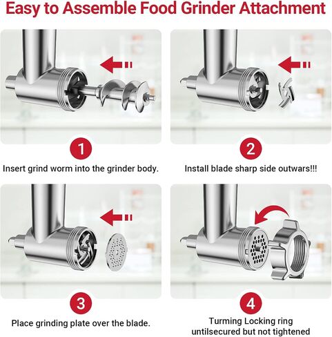 Stainless Steel Meat Grinder for KitchenAid Mixer, Meat Grinders, Sausage Stuffer, Burger Press, For Kitchen Aid Meat Grinder Attachment for Kitchenaid Stand Mixer, Dishwasher Safe in Kuwait
