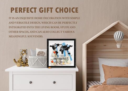 Black Travel Shadow Box Frame with Slot, and Continue The Adventure Boxes Frames for Fund, 8x8 Memory Box for Keepsakes, Travel Gifts and Decorations, 13 in Kuwait