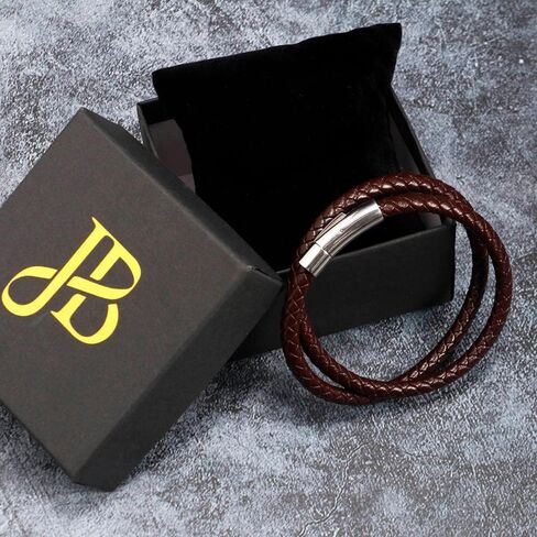 Jewellbox Black Leather Bracelet for Men With Latin Cross Size- 8' in Kuwait