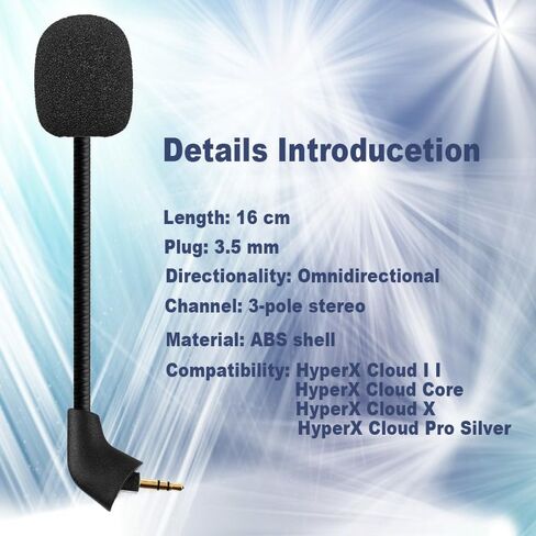 Microphone Replacement for Kingston HyperX Cloud II Wireless Gaming Headset, 3.5mm Jack Detachable Mic Boom on PC PS5 PS4 Xbox Series X/S in Kuwait