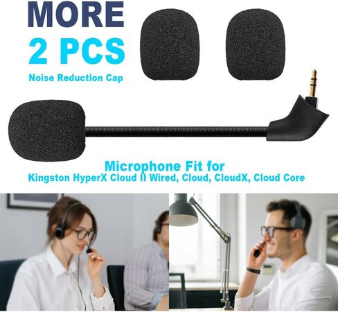 Microphone Replacement for Kingston HyperX Cloud II Wireless Gaming Headset, 3.5mm Jack Detachable Mic Boom on PC PS5 PS4 Xbox Series X/S in Kuwait