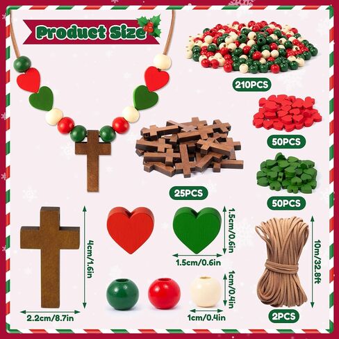 BeYumi خشبية الصليب قلادة الحرفية - 24pcs الخريف خشبية الصليب الخرز قلادة الحرفية عدة للأطفال DIY الشكر الصليب قلادة الخريف الدينية شاكرين ديكور الأحد مدرسة الفصول الدراسية المسيحية تفضل in Kuwait