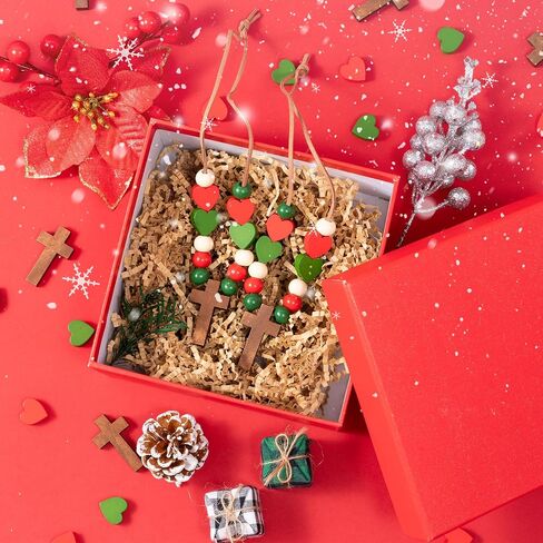 BeYumi خشبية الصليب قلادة الحرفية - 24pcs الخريف خشبية الصليب الخرز قلادة الحرفية عدة للأطفال DIY الشكر الصليب قلادة الخريف الدينية شاكرين ديكور الأحد مدرسة الفصول الدراسية المسيحية تفضل in Kuwait
