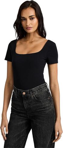 EXPRESS Body Contour Cotton Short Sleeve Square Neck Bodysuit in Kuwait