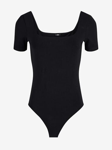 EXPRESS Body Contour Cotton Short Sleeve Square Neck Bodysuit in Kuwait