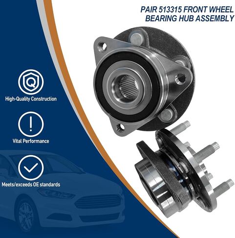 512332 2PCS محمل العجلات الخلفية وتجميع المحور لدودج أفنجر 2008-2014 ، Caliber 2007-2012 ، Chrysler 200 2011-2014 ، Sebring 2007-2010 ، Jeep Compass Patriot 2007-2017 ، 5 lug w/ABS in Kuwait
