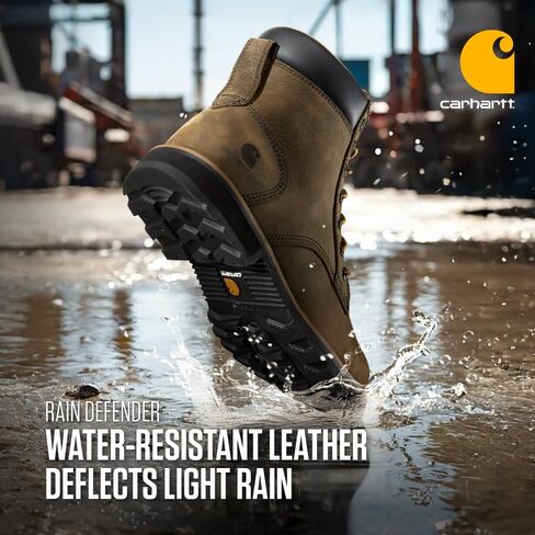 Carhartt Frontier Men's 6" Leather Soft Toe Work Boot, Safety Slip Resistant and Waterproof, Mossy Brown - 7 W in Saudi Arabia