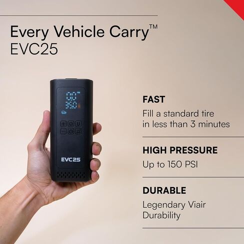 Viair Every Vehicle Carry EVC31 PRO - rechargeable, portable air compressor, dual power source, LED gauge w/preset - Tire Inflator Ideal for LT truck & suv's, cars, motorcycles, & E-bikes in Saudi Arabia