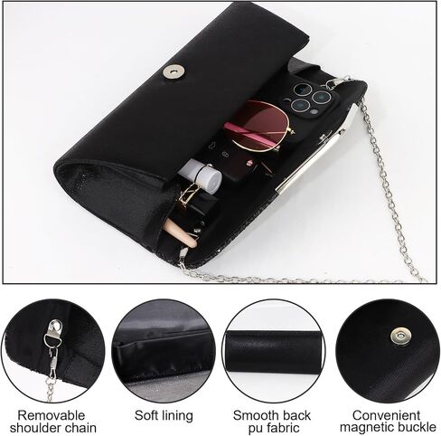 Wecoe 5pcs/set Jewelry Purse Set For Women Handbags Clutch Rhinestone Diamond Necklaces Bracelets Earrings Ring Set Wedding Bridal Prom Homecoming Costume Jewelry Formal Evening Bag Accessories in Kuwait