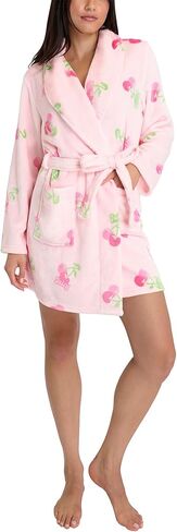 Juicy Couture Women's Super Soft Luxe Plush Shawl Collar Robe (US, Alpha, Large, X-Large, Regular, Regular, Light Pink JC Crowns) in Saudi Arabia