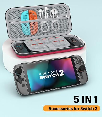 طقم حزمة Moko Switch 2 من أجل Nintendo Switch 2 (2025) ، 14 في 1 مجموعة هدايا مع علبة حمل ، وغطاء واقعي ، و Clear TPU Joycon ، وحمليات شاشة 2x وقبعات قبضة الإبهام 8x ، الأحمر in Saudi Arabia