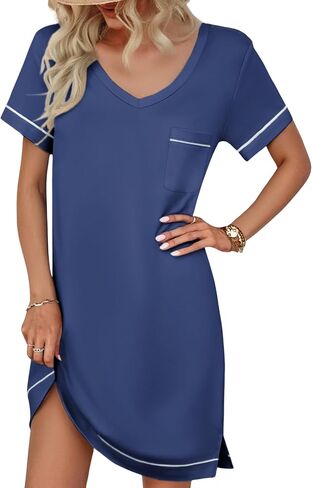 ekouaer lightgowns womens for women shorts sleeves v neck sleepwear plus seize sleepshirt Shortshirts tshirts dress s-xxl in Saudi Arabia
